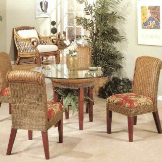 Panama Rattan Wicker Dining Chair Table 5 Piece Set: Home & Kitchen