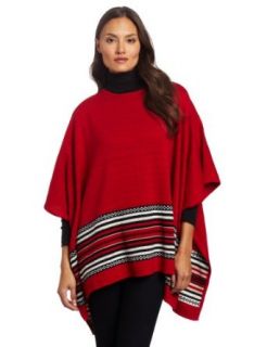 Jones New York Women's Jaquard Poncho Sweater, Wild Cherry Combo, One Size at  Womens Clothing store