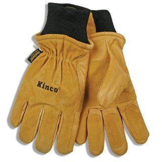 Kinco 901 Heatkeep Thermal Lining Pigskin Leather Ski Drivers Glove, Work, Medium, Golden (Pack of 6 Pairs): Industrial & Scientific