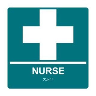 ADA Nurse Braille Sign RRE 880 99 WHTonBHMABLU Wayfinding : Business And Store Signs : Office Products