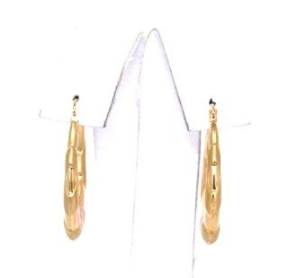 14K Yellow Gold Oval Hoop Earrings: Jewelry