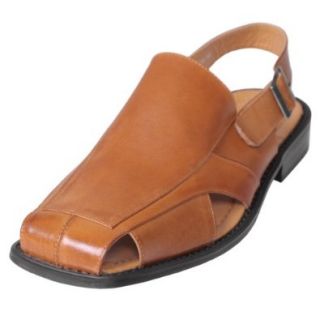 Boston Traveler Mens Genuine Leather Square Toe Sandals: Shoes