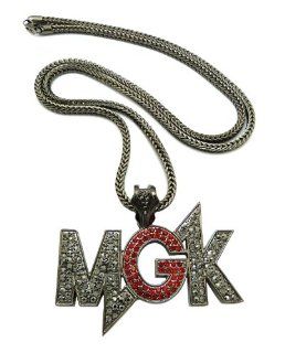 New Hematite MGK Machine Gun Kelly Pendant Necklace w/ 4mm 36" Franco Chain XP907HE: Jewelry