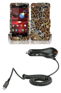 Motorola Droid Razr M XT907 (Verizon) Premium Combo Pack   Cheetah Diamond Bling Case + ATOM LED Keychain Light + Micro USB Car Charger: Cell Phones & Accessories