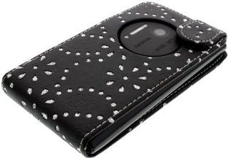 New Glitter Bling Faux Leather Flip Case / Cover for Nokia Lumia 1020 also known as Nokia EOS and Nokia 909   Black Cell Phones & Accessories