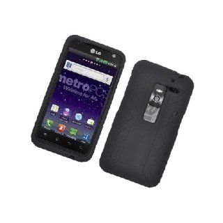 LG Esteem MS910 Revolution VS910 Black Hard Soft Gel Dual Layer Cover Case: Cell Phones & Accessories