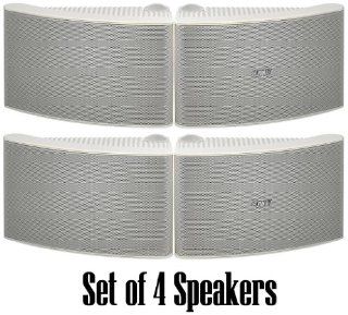 Yamaha All Weather Outdoor / Indoor Wall Mountable Natural Sound 180 watt 2 way Acoustic Suspension Speakers   Set of 4   White   with 100ft 16 AWG Speaker Wire   Compatible with All Audio / Video Home Theater Sound Systems, Components, CD Players, or Rece