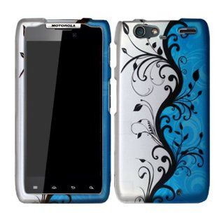Blue Silver Black Flowers Hard Case Cover For Motorola Droid Razr Maxx 912M 913 916 Razor Max with Free Pouch: Cell Phones & Accessories