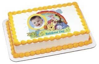Winnie the Pooh Rainbow Day Personalized Frame Edible Cake Topper: Toys & Games