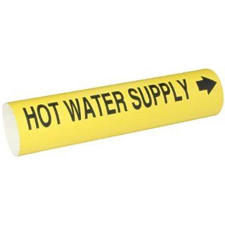 Brady 4082 D Snap On 4"   6" Outside Pipe Diameter B 915 Coiled Printed Plastic Sheet Black On Yellow Color Pipe Marker Legend "Hot Water Supply": Industrial Pipe Markers: Industrial & Scientific