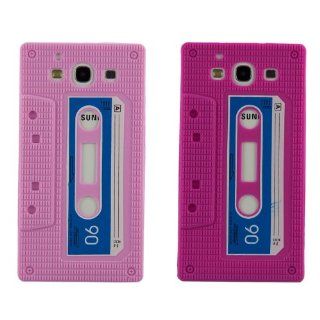2 *Soft Silicone Cassette Tape Style Cover For Samsung Galaxy S3 S III i9300,Pink + Magenta Cell Phones & Accessories