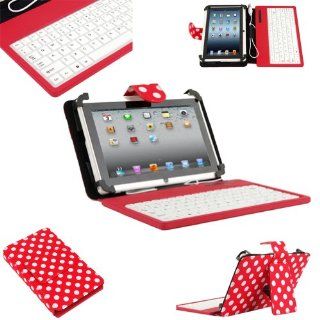 Hot Pink and White Polka Dot USB Keyboard 7" Folio Stand Leather Case Cover for Android Windows MID Tablet PC with OTG Cable Computers & Accessories