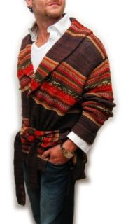 Polo Ralph Lauren Mens Hand Knit Indian Sweater Shawl Cardigan Brown $895 XXL at  Mens Clothing store: