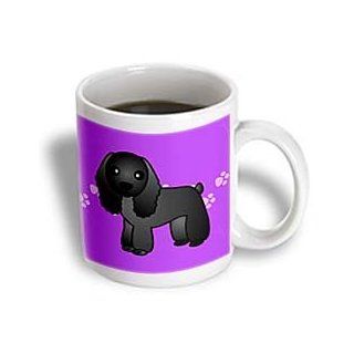3dRose Cute Black Cocker Spaniel Purple with Pawprints Ceramic Mug, 11 Ounce: Kitchen & Dining