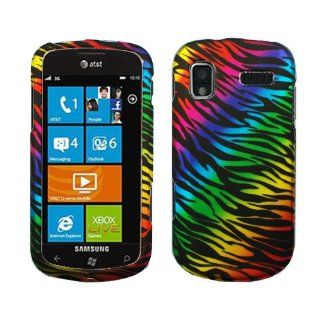 Black Blue Green Yellow Purple Colorful Rainbow Zebra Rubberized Snap on Design Hard Case Faceplate for Samsung Focus I917: Cell Phones & Accessories