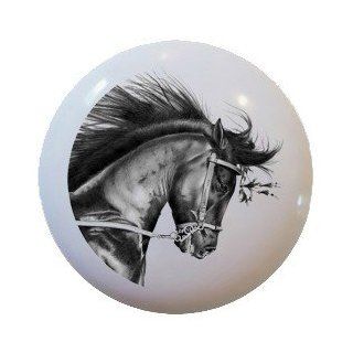 Draft Horse Running Animal Ceramic Knobs Pulls Drawer Cabinet Vanity Closet 897   Cabinet And Furniture Knobs