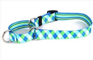 Yellow Dog Design M BSGS100XS Blue and Green Argyle Martingale Collar   Extra Small : Pet Collars : Pet Supplies