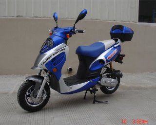 Roketa MC 07K 50 BLUE Gas 3.3HP 4 Stroke 49cc Moped Scooter w/ Trunk : Gas Powered Sports Scooters : Sports & Outdoors