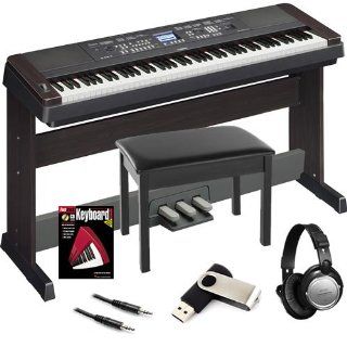 Yamaha DGX 650 Black Digital Piano BUNDLE w/ Wood Bench & Triple Pedal: Musical Instruments