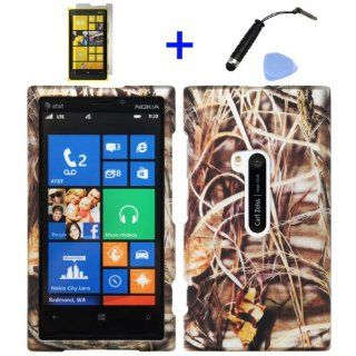 4 items Combo: Mini Stylus Pen + LCD Screen Protector Film + Case Opener + Wild Outdoor Pond Grass Camouflage Design Rubberized Snap on Hard Shell Cover Faceplate Skin Phone Case for Nokia Lumia 920 (AT&T): Cell Phones & Accessories