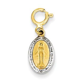 14k Yellow Gold Miraculous Medal Charm.: Pendant Necklaces: Jewelry
