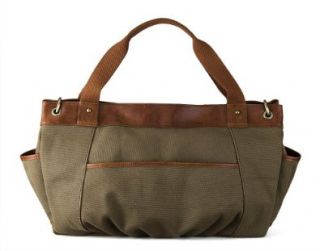 Vintage Inspired Canvas Tote Bag with Shoulder Strap and Leather Trim, Large: Shoes