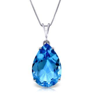 14k White Gold 18" Necklace with Blue Topaz pendant: Jewelry