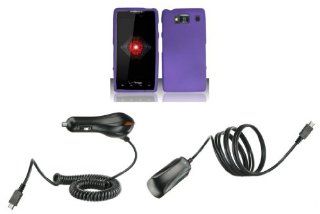 Motorola Droid Razr HD XT926 (Verizon) Premium Combo Pack   Purple Hard Shield Case + ATOM LED Keychain Light + Wall Charger + Car Charger: Cell Phones & Accessories
