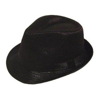 FEDORA TRILBY POLY HAT BLACK CHECKERED SMALL MEDIUM: Sports & Outdoors