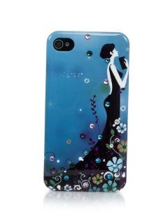 iSee Case silhouette Design Bling Rhinestone Crystal Snap on Back Cover Case for AT&T Verizon Sprint iPhone 4 iPhone 4S (4 Silhouette Blue Hard): Cell Phones & Accessories