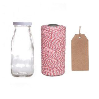 Dress My Cupcake 12 Pack Favor Kit, Includes Vintage Glass Milk Bottles and Twine/Kraft Gift Tag, Bubblegum Pink Kitchen & Dining