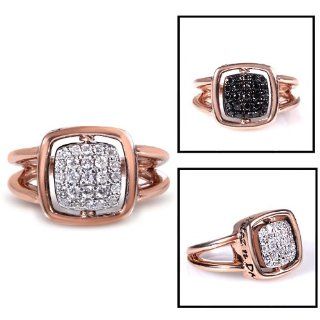 1/2ct TW Double Sided Black and White Diamond Fashion Ring in 14k Rose Gold (Nitez N Daze Collection): Engagement Rings: Jewelry