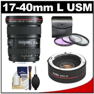Canon EF 17 40mm f/4 L USM Zoom Lens with 2x Teleconverter (=17 80mm) + 3 (UV/FLD/CPL) Filters + Cleaning Kit for Canon EOS 60D, 7D, 5D Mark II III, Rebel T3, T3i, T4i Digital SLR Cameras : Camera Lenses : Camera & Photo