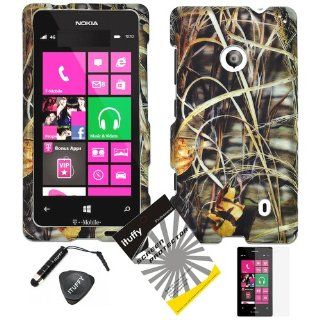 4 items Combo: ITUFFY (TM) LCD Screen Protector Film + Mini Stylus Pen + Case Opener + Wild Outdoor Pond Grass Camouflage Design Rubberized Snap on Hard Shell Cover Faceplate Skin Phone Case for Nokia Lumia 521 (T Mobile): Cell Phones & Accessories
