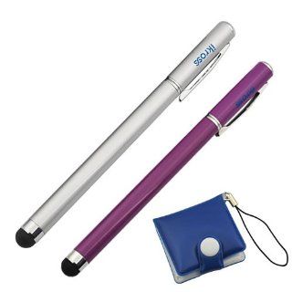iKross 2pcs Stainless Universal Touch Screen Stylus w/ Pen (Silver / Purple) for Samsung	Galaxy S4 mini I9190, Galaxy S4 zoom, Galaxy Light, Galaxy Note 3 2, Galaxy Mega 6.3 with*Memory Card Case* Cell Phones & Accessories