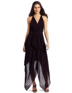 Robert Rodriguez Women's Striped Handkerchief Dress, Wine, 6 at  Womens Clothing store: