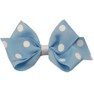 Little Girl Light Blue White Dotted Hair Bow Clippie Reflectionz Clothing
