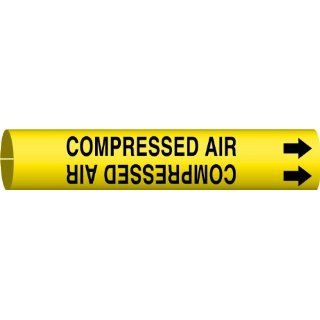 Brady 4032 G Brady Strap On Pipe Marker, B 915, Black On Yellow Printed Plastic Sheet, Legend "Compressed Air": Industrial Pipe Markers: Industrial & Scientific