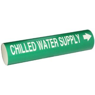 Brady 4024 D Snap On 4"   6" Outside Pipe Diameter B 915 Coiled Printed Plastic Sheet White On Green Color Pipe Marker Legend "Chilled Water Supply": Industrial Pipe Markers: Industrial & Scientific