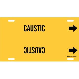 Brady 4020 H Brady Strap On Pipe Marker, B 915, Black On Yellow Printed Plastic Sheet, Legend "Caustic": Industrial Pipe Markers: Industrial & Scientific