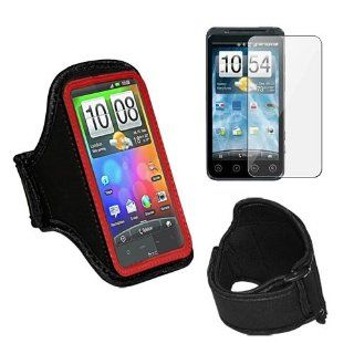 Skque Premium Red Sport Armband Case with Clear Screen Protector for HTC EVO 3D Android Phone: Cell Phones & Accessories