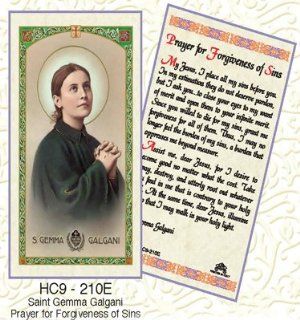 Saint Gemma Galgani Prayer* For the Forgiveness of Sins. Laminated 2 Sided Holy Card (3 Cards per Order): Everything Else