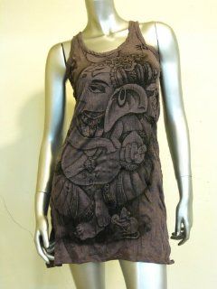 Thailand Lady Sure Dark Gray Ganesh with Mouse Wrinkle Long Tank Top : Other Products : Everything Else
