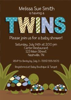 Turtle Twin Boys Baby Shower Invitations: Health & Personal Care