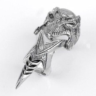 Jovivi Crystal Knight Armour Skull Bead Long Full Finger Ring Gothic Punk: Jewelry