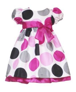 Rare Editions Toddler Girls 2T 4T IVORY FUCHSIA PINK BLACK GRAY BIG DOT SHANTUNG Special Occasion Wedding Flower Girl Party Dress 4T RRE 29820F F229820: Clothing
