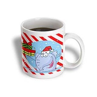 3dRose Goofy Elephant Christmas with Candy Cane Background Ceramic Mug, 15 Ounce: Kitchen & Dining