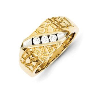 14k Yellow Gold Single Row Channel Set Diamond Mens Ring. Carat Wt  0.25ct Jewelry