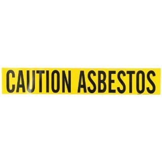 Brady 97542 Asbestos Warning Pipe Markers, B 946, 4" Height X 24" Width, Black On Yellow Pressure Sensitive Vinyl, Legend "Caution Asbestos": Industrial Pipe Markers: Industrial & Scientific