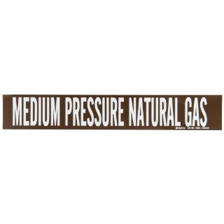 Brady 7392 1 Self Sticking Vinyl Pipe Marker, B 946, 2 1/4" Height X 14" Width, White On Brown Pressure Sensitive Vinyl, Legend "Medium Pressure Natural Gas" Industrial Pipe Markers